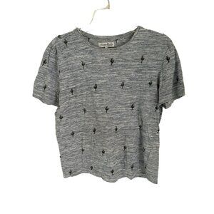 Women's Small Sovereign Code crewneck grey cactus embroidered tee tshirt